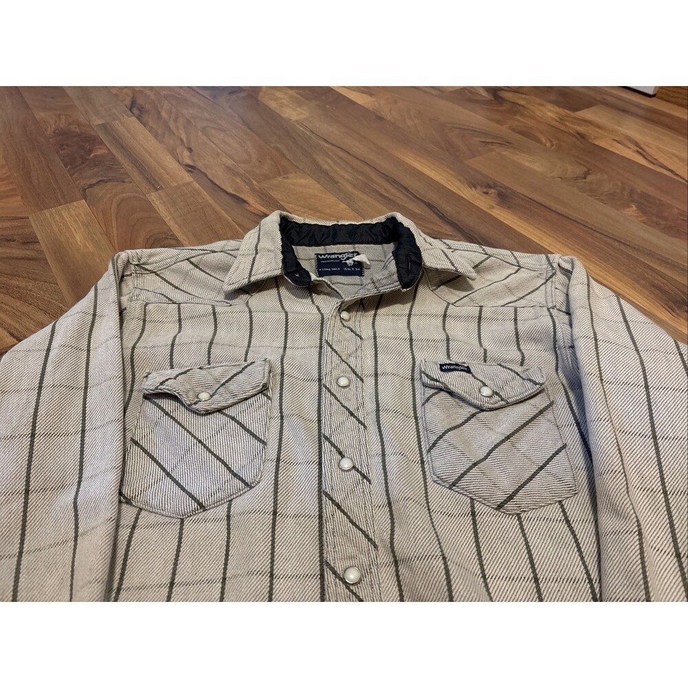 80’s Wrangler Brushpopper Longsleeve Wrangler Pearl Snap X Long Tails 16 1/2 x34